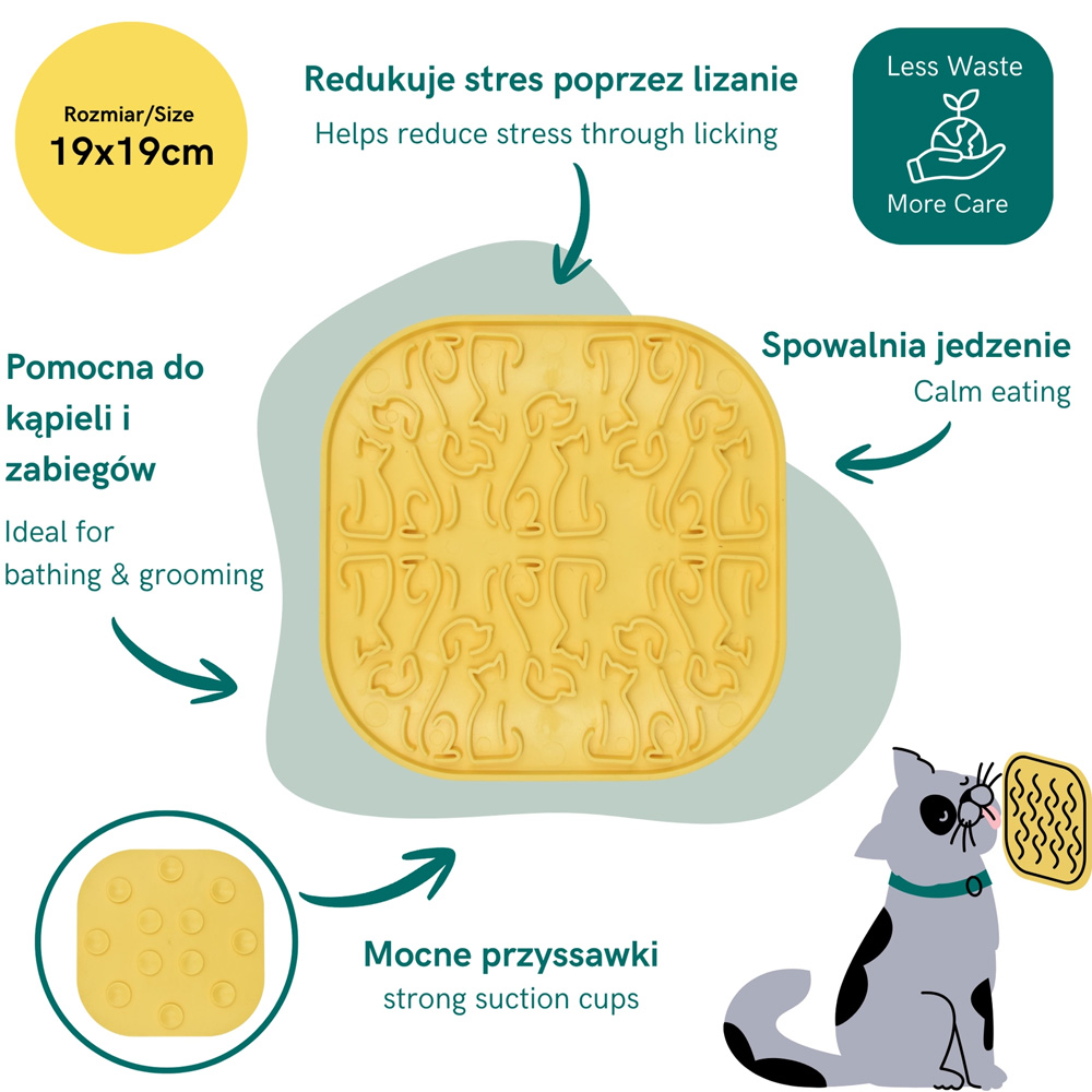 Fiboo Lollipop Sticky Żółty dla Psa i Kota Mata do Lizania z Przyssawką